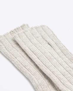 River Island chunky knit socks Brown Sale