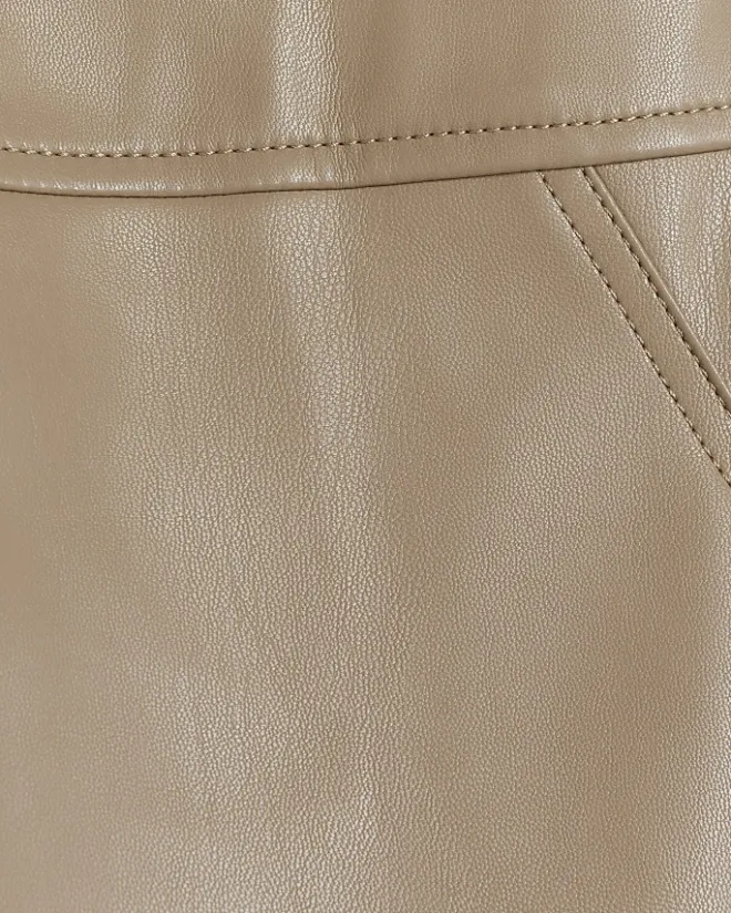 River Island faux leather mini skirt Brown Sale
