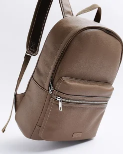 River Island faux leather rucksack Brown New