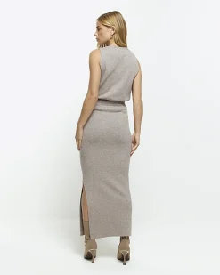 River Island knit maxi skirt Brown Sale