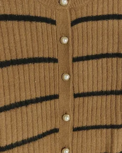River Island knit stripe bodycon midi dress set Brown Sale