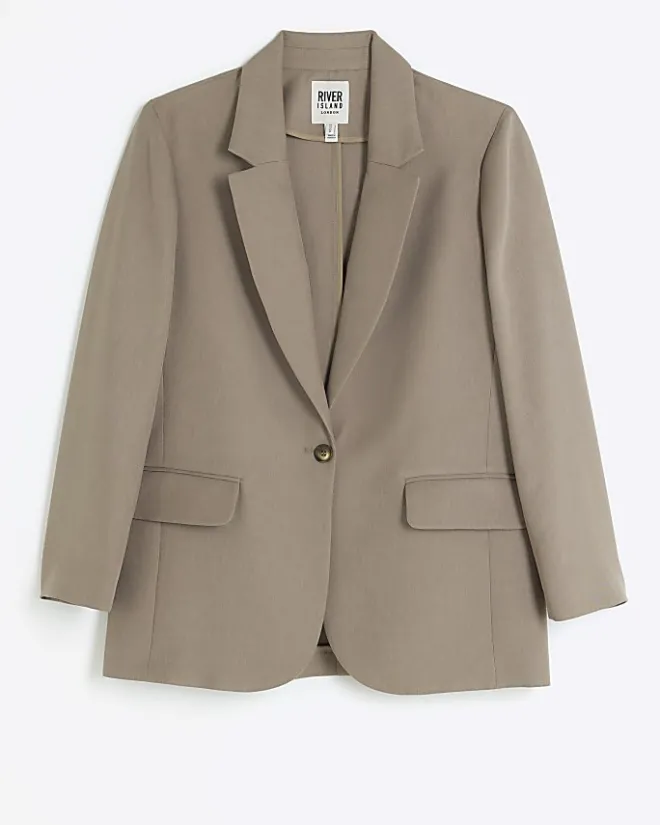 River Island light relaxed blazer Brown Fashion