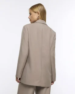 River Island light relaxed blazer Brown Fashion