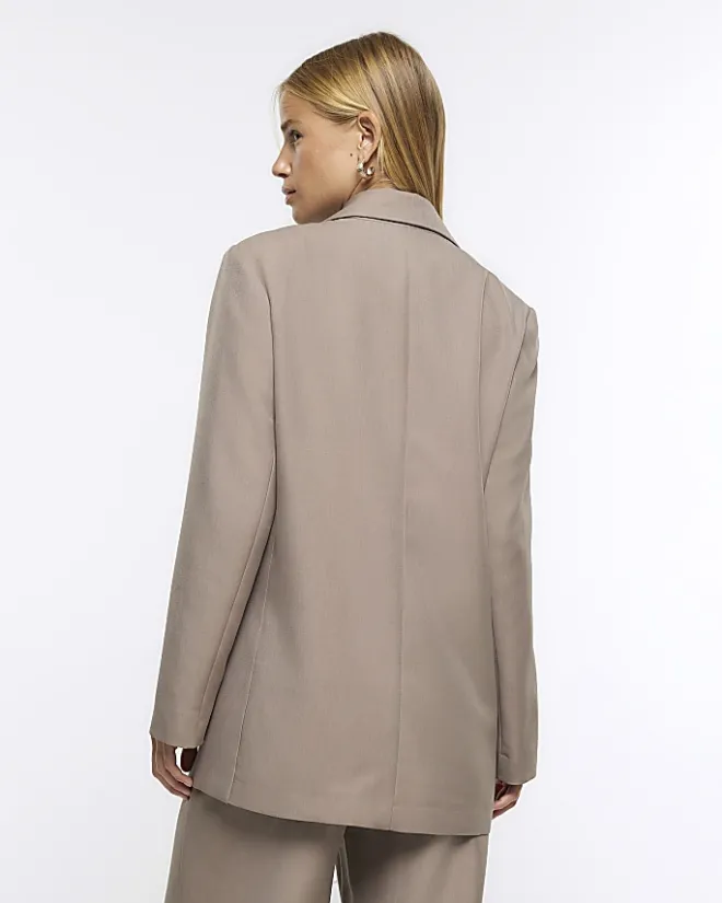 River Island light relaxed blazer Brown Fashion
