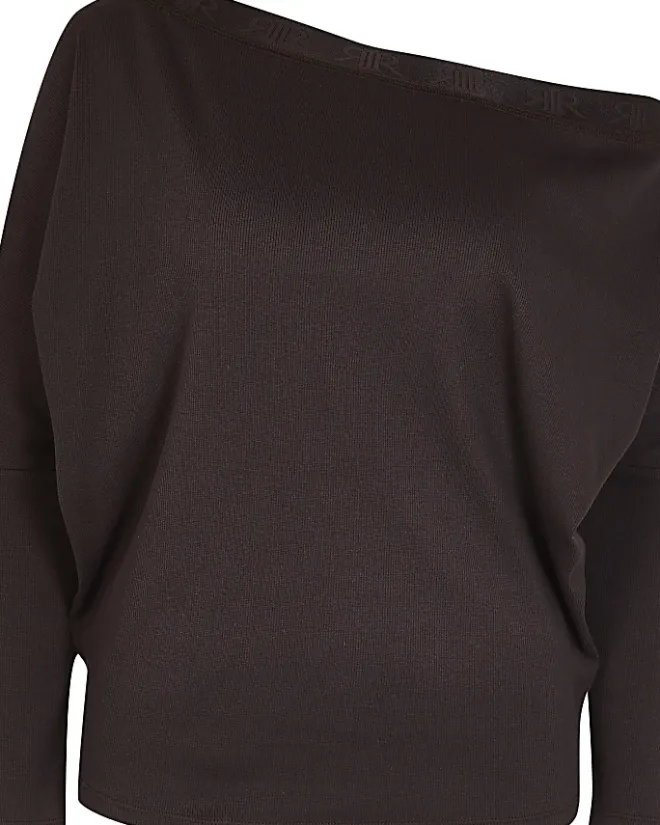 River Island maternity off the shoulder top Brown Online