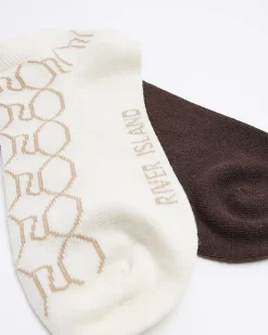 River Island monogram trainer socks multipack Brown Sale