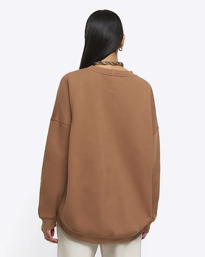 River Island oversized sweatshirt Brown Outlet