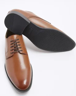 River Island pointed formal derby shoes Brown Fashion
