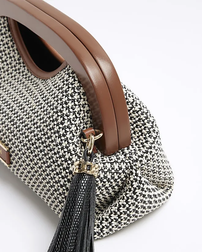 River Island raffia clutch bag Brown Online