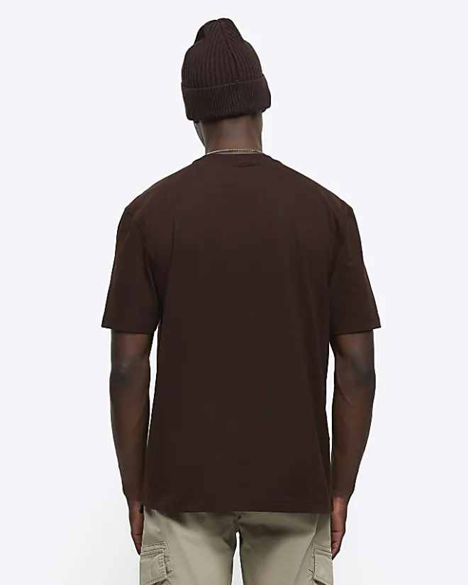River Island regular fit t-shirt Brown Online