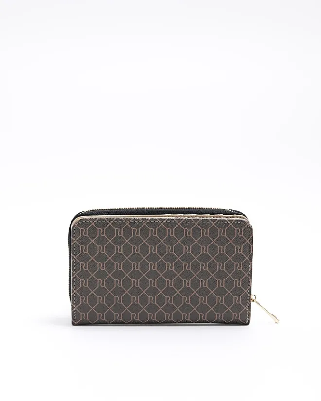 River Island RI monogram envelope purse Brown Hot