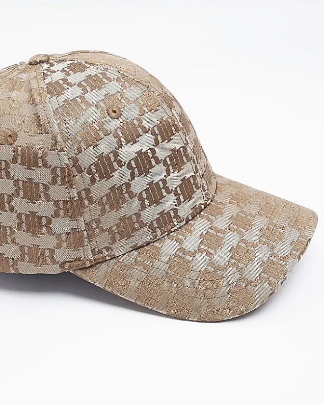 River Island RI monogram jacquard cap Brown Online