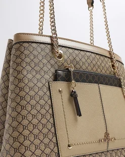 River Island RI monogram pocket tote bag Brown Best