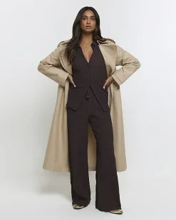 River Island textured long sleeve shirt Brown Hot