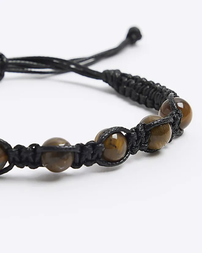 River Island tigers eye bracelet Brown Clearance