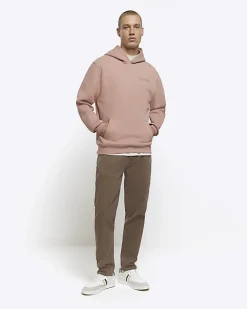 River Island Coral regular fit graphic hoodie Orange Best