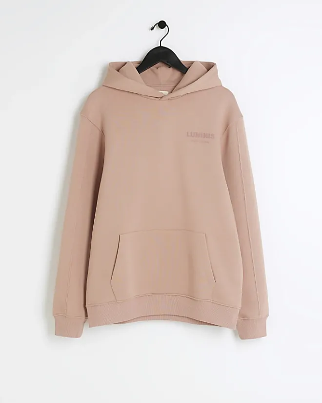 River Island Coral regular fit graphic hoodie Orange Best
