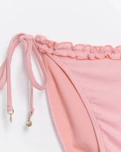 River Island Coral Tie Side Frill Bikini Bottoms Orange Outlet
