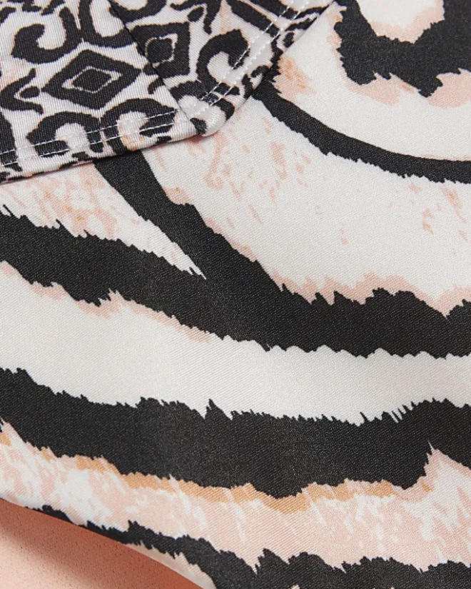 River Island abstract brief bikini bottoms Cream Hot