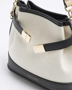 River Island canvas bucket cross body bag Cream Best