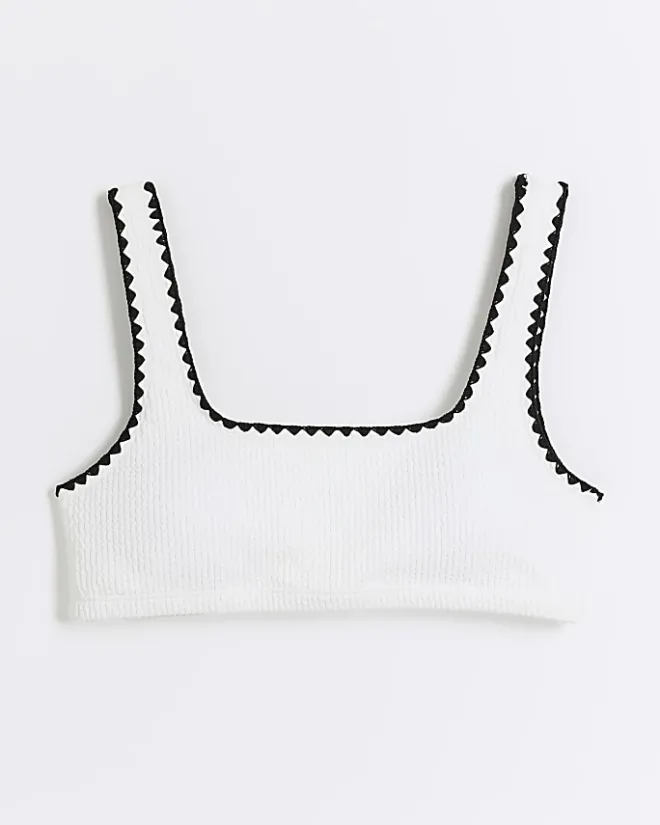 River Island crinkle Cami Bikini Top Cream Clearance