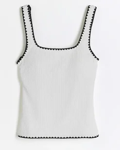 River Island crinkle tankini top Cream Sale
