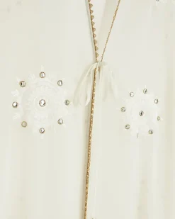 River Island embellished longline kaftan Cream Fashion