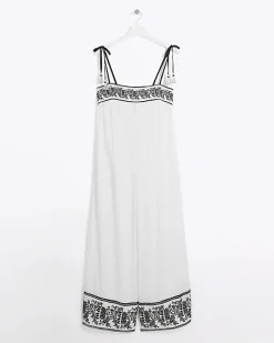 River Island embroidered bandeau jumpsuit Cream Best