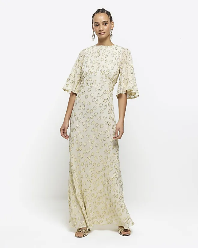 River Island glitter star maxi dress Cream Sale