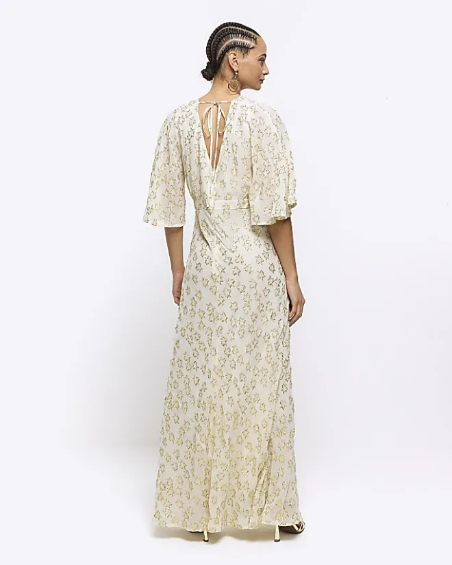 River Island glitter star maxi dress Cream Sale