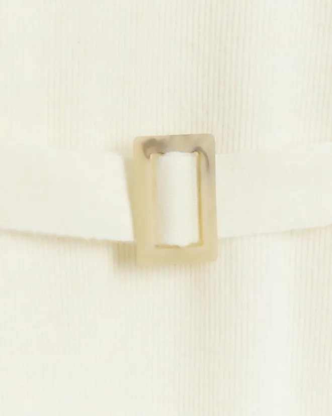 River Island knit belted jumper midi dress Cream Outlet
