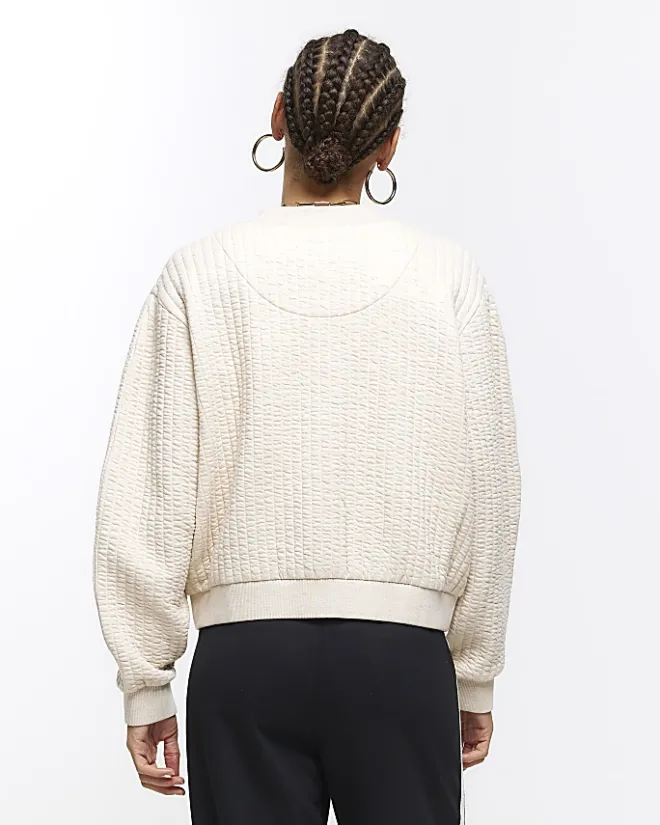 River Island quilted bomber sweatshirt Cream New