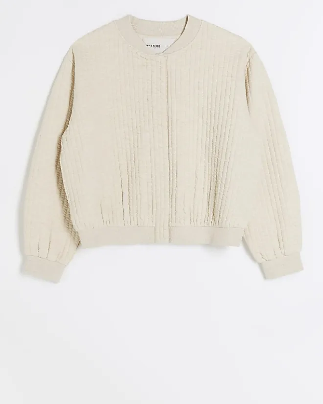 River Island quilted bomber sweatshirt Cream New