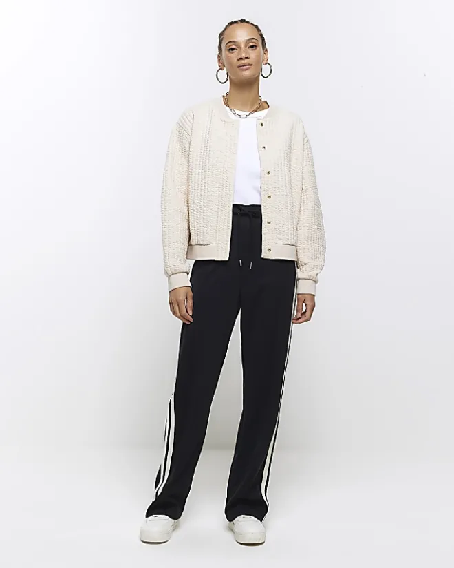 River Island quilted bomber sweatshirt Cream New