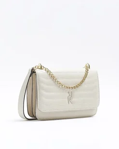 River Island quilted chain shoulder bag Cream Discount