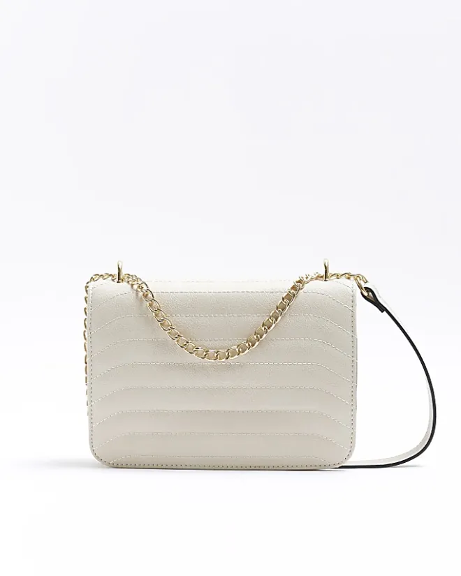 River Island quilted chain shoulder bag Cream Discount