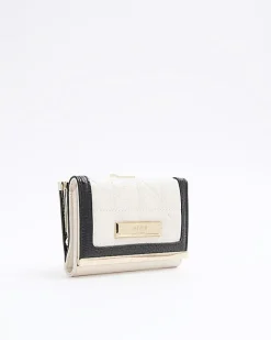 River Island quilted clip top purse Cream New