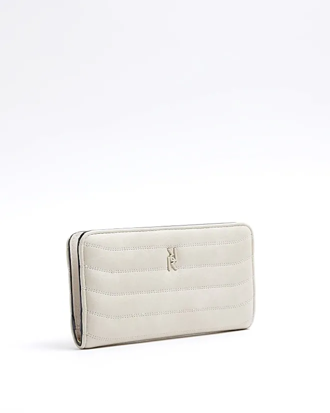 River Island quilted foldout purse Cream Sale