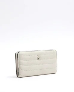 River Island quilted foldout purse Cream Sale