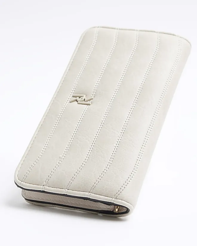 River Island quilted foldout purse Cream Sale