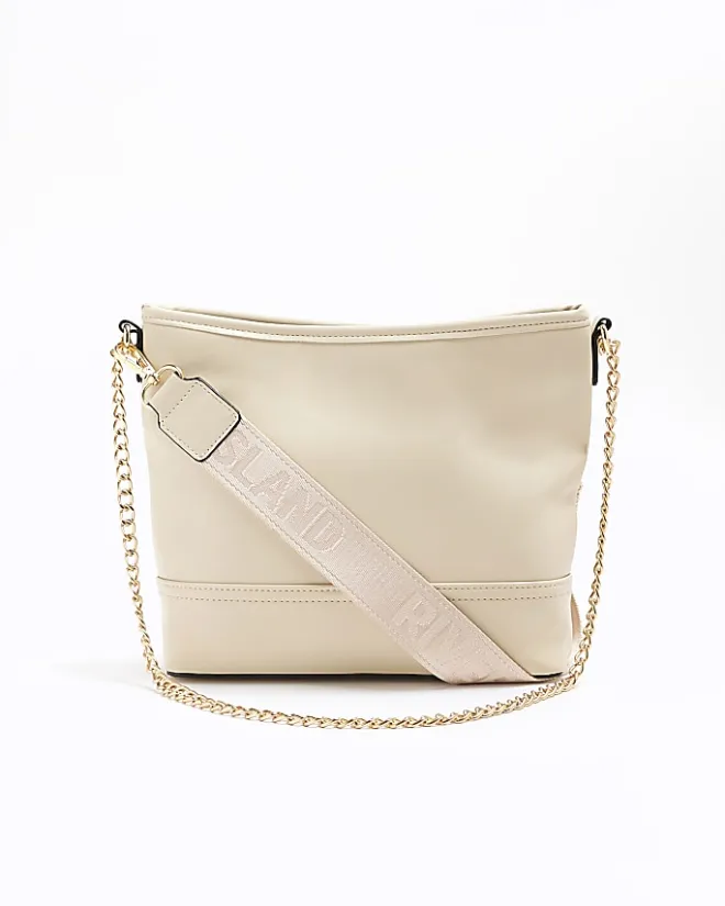 River Island raffia chain cross body bag Cream Outlet