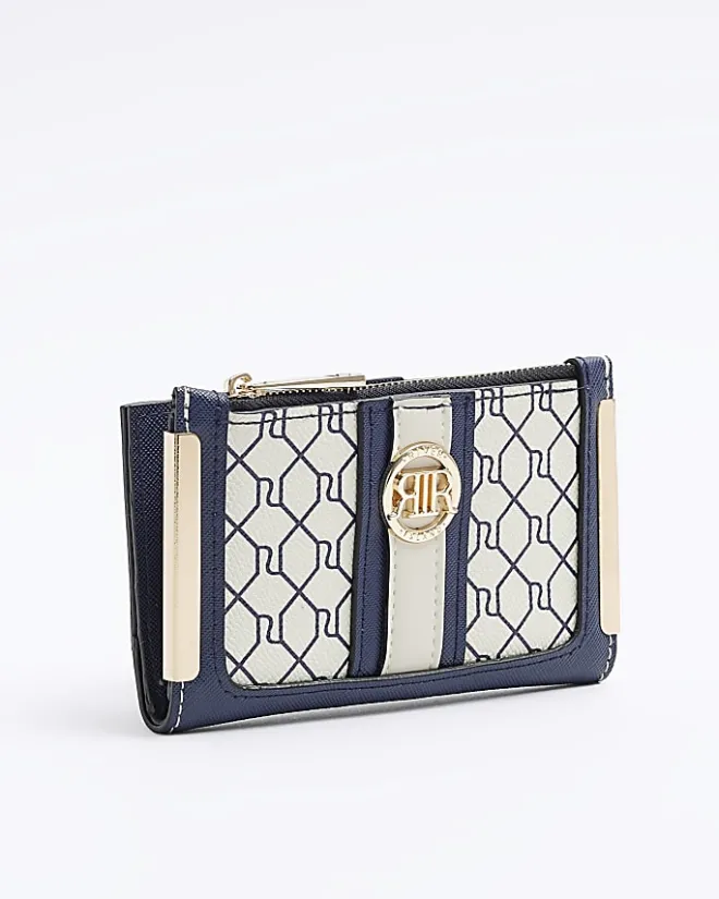 River Island RI monogram mini purse Cream New