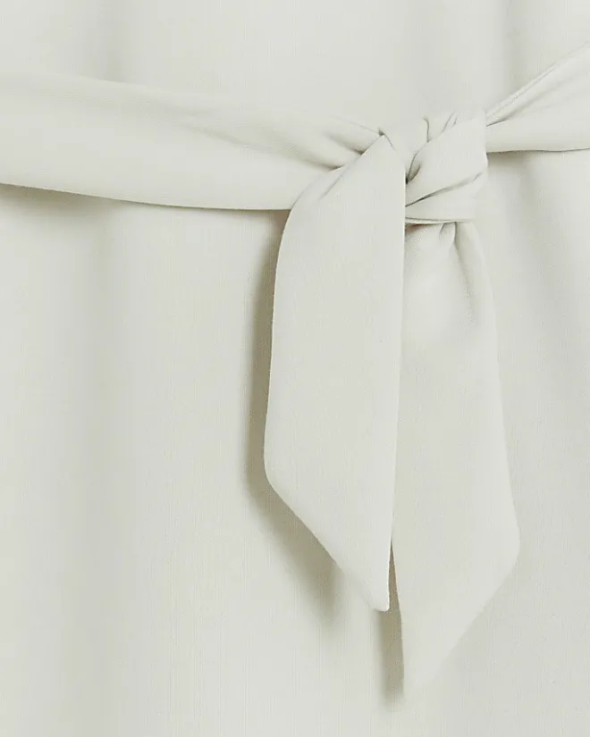 River Island tie jersey sweatshirt midi dress Cream Clearance