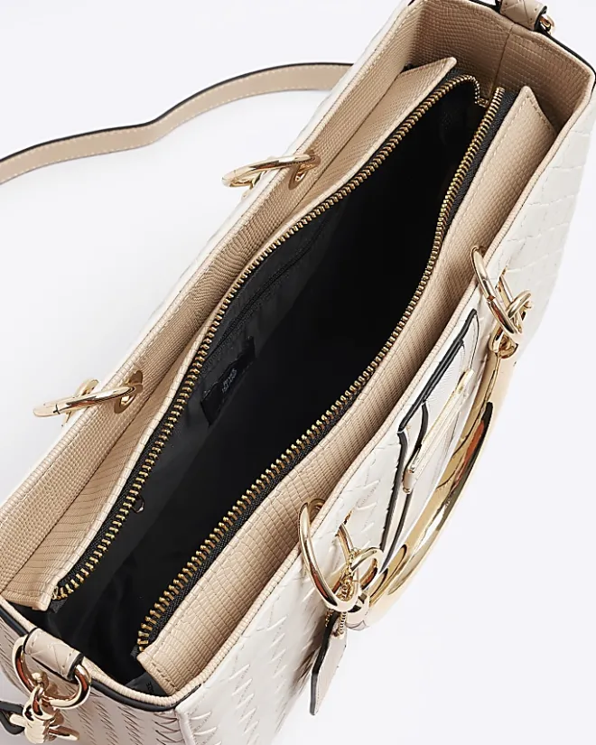 River Island weave tote bag Cream Online