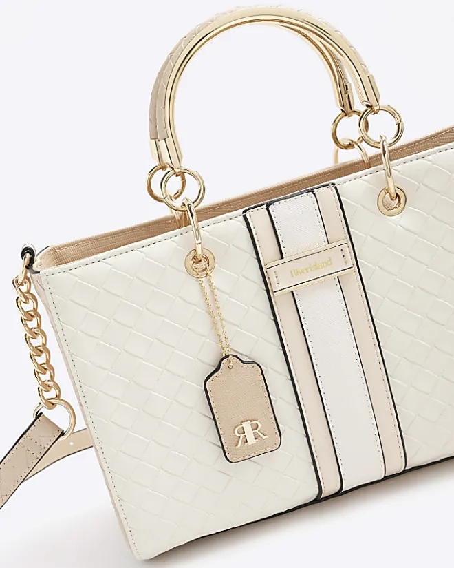 River Island weave tote bag Cream Online