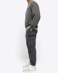 River Island Dark regular fit cargo trousers Grey Hot