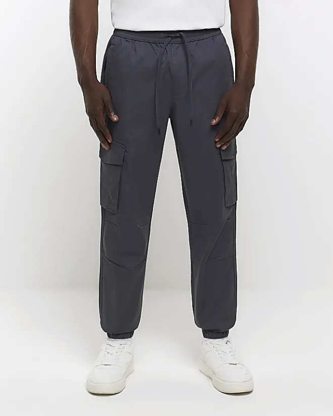 River Island Dark regular fit cargo joggers Grey Hot