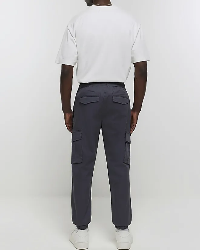 River Island Dark regular fit cargo joggers Grey Hot
