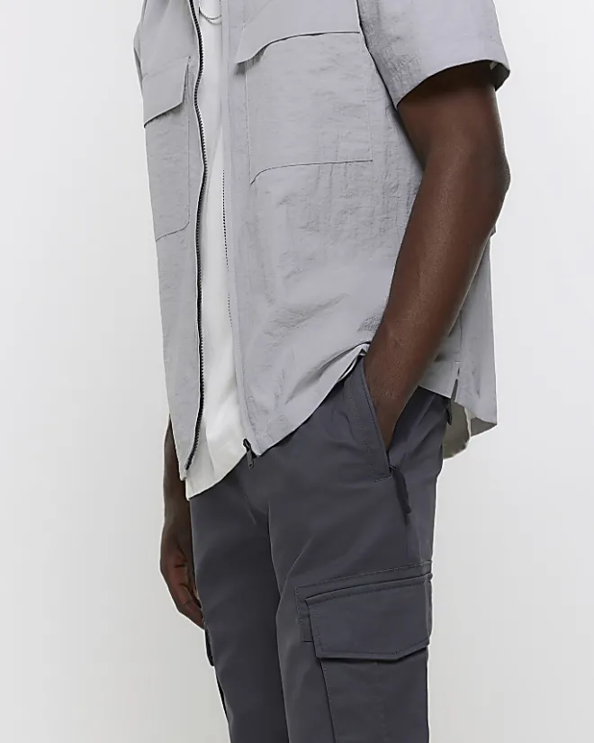 River Island Dark regular fit cargo joggers Grey Hot
