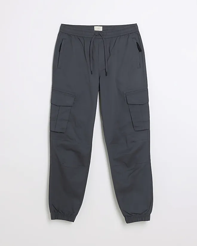 River Island Dark regular fit cargo joggers Grey Hot